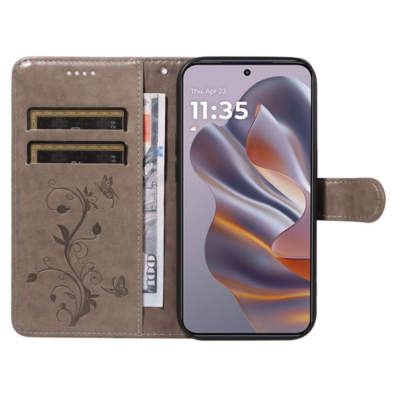 Housse Motorola Edge 50 Neo Papillons et Fleurs