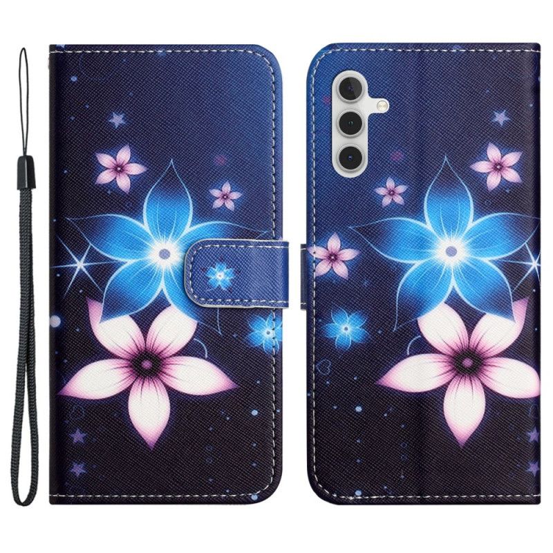 Housse Samsung Galaxy S24 FE Fleurs Lunaires à Lanière