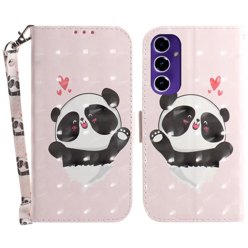 Housse Samsung Galaxy S24 FE Panda Love à Lanière