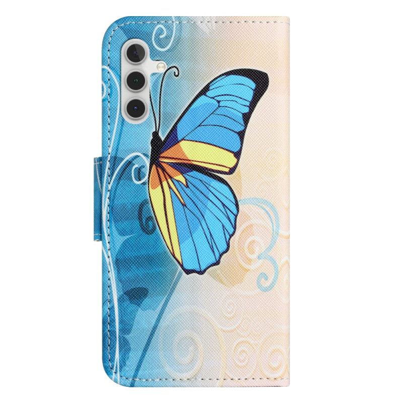 Housse Samsung Galaxy S24 FE Papillon Jaune et Bleu