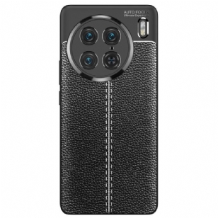 Coque Vivo X90 Pro Effet Cuir Litchi Double Line