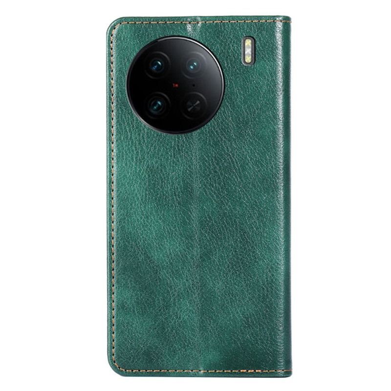 Flip Cover Vivo X90 Pro Simili Cuir Coutures