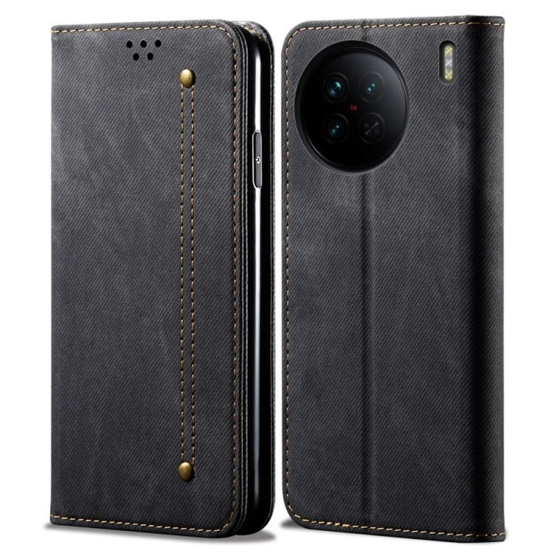 Flip Cover Vivo X90 Pro Tissu Jeans