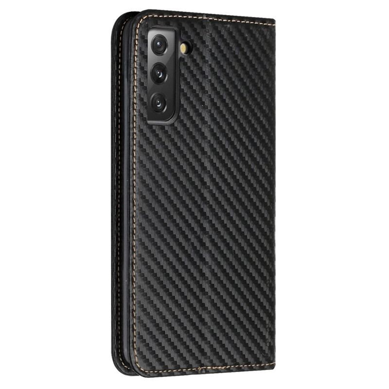 Flip Cover Samsung Galaxy S23 Plus 5G Style Fibre Carbone à Lanière