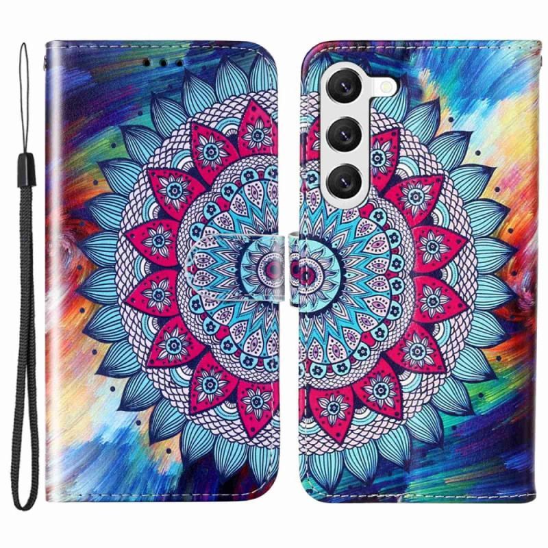 Housse Samsung Galaxy S23 Plus 5G Mandala Coloré à Lanière