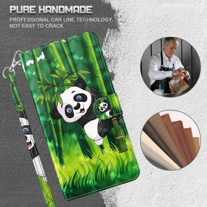 Housse Samsung Galaxy S23 Plus 5G Panda et Bambou à Lanière