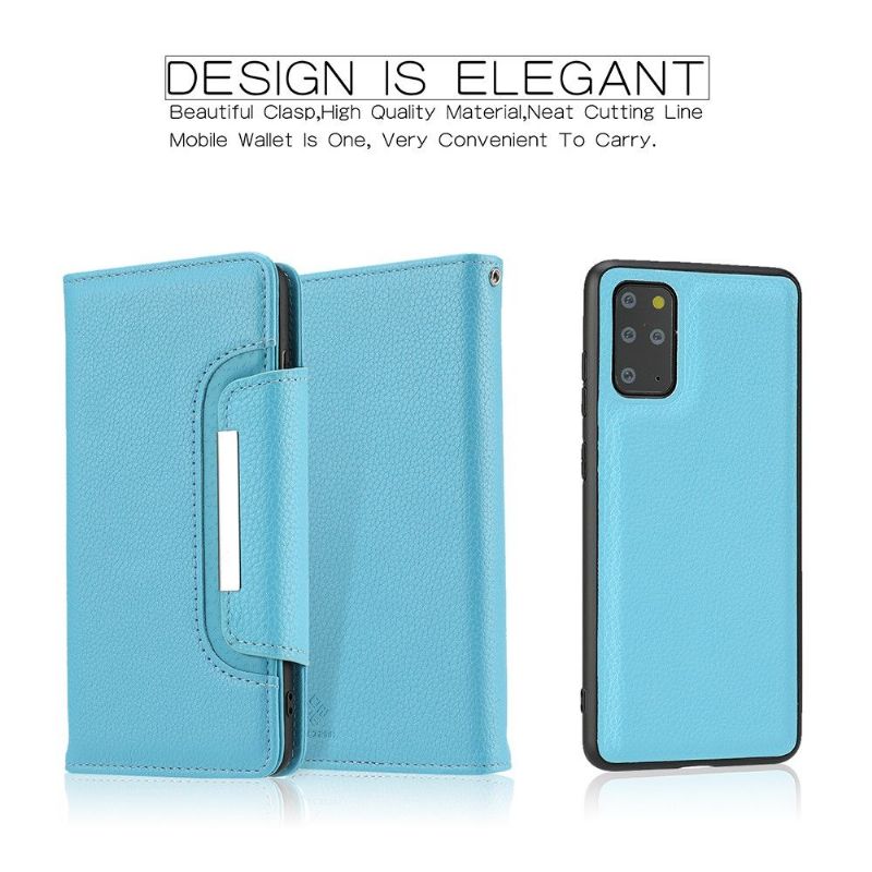 Housse et coque 2 en 1 effet cuir grainé pour Samsung Galaxy S20 Plus