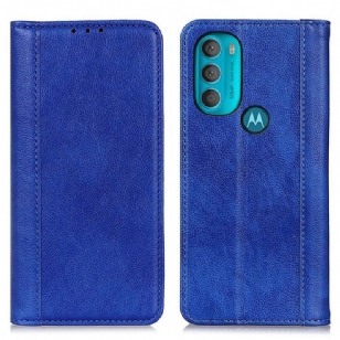 Flip Cover Moto G71 5G Cuir Litchi Fendu Élégance