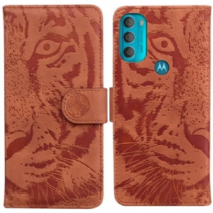 Housse Moto G71 5G Empreinte Face de Tigre