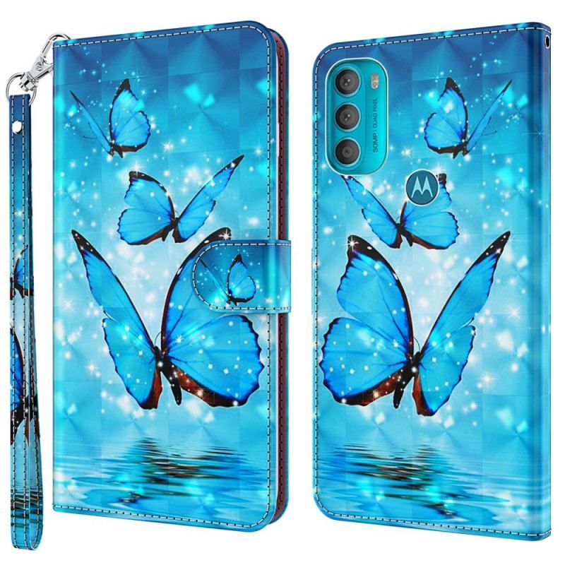 Housse Moto G71 5G Papillons Bleus Volants