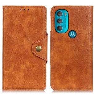 Housse Moto G71 5G Simili Cuir Vintage et Bouton