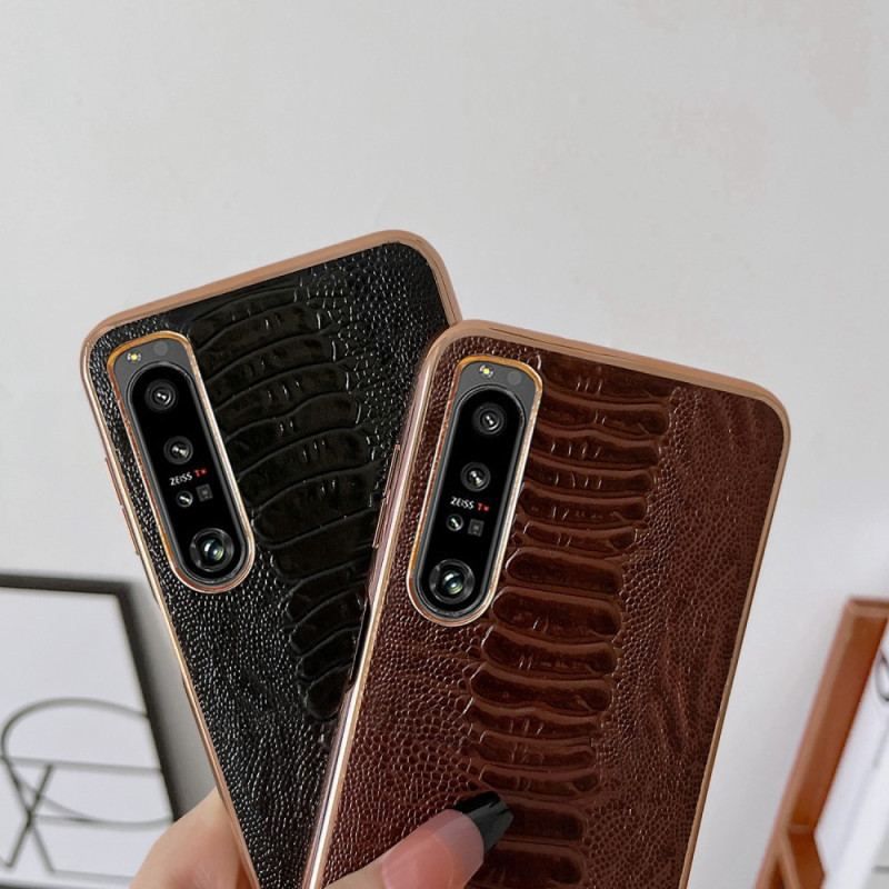 Coque Sony Xperia 5 IV Cuir Véritable Style Crocodile