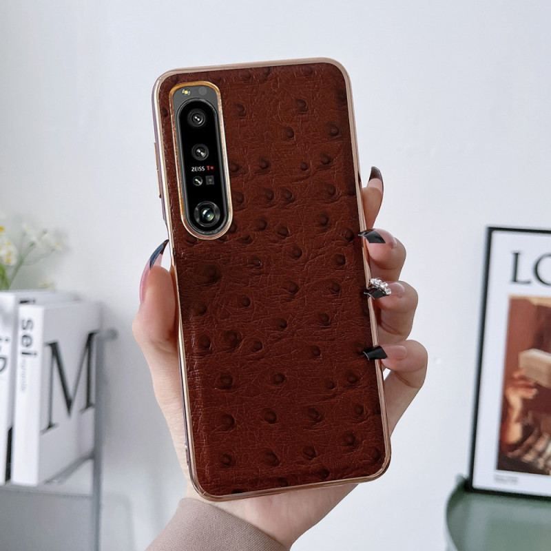 Coque Sony Xperia 5 IV Véritable Cuir Style Autruche