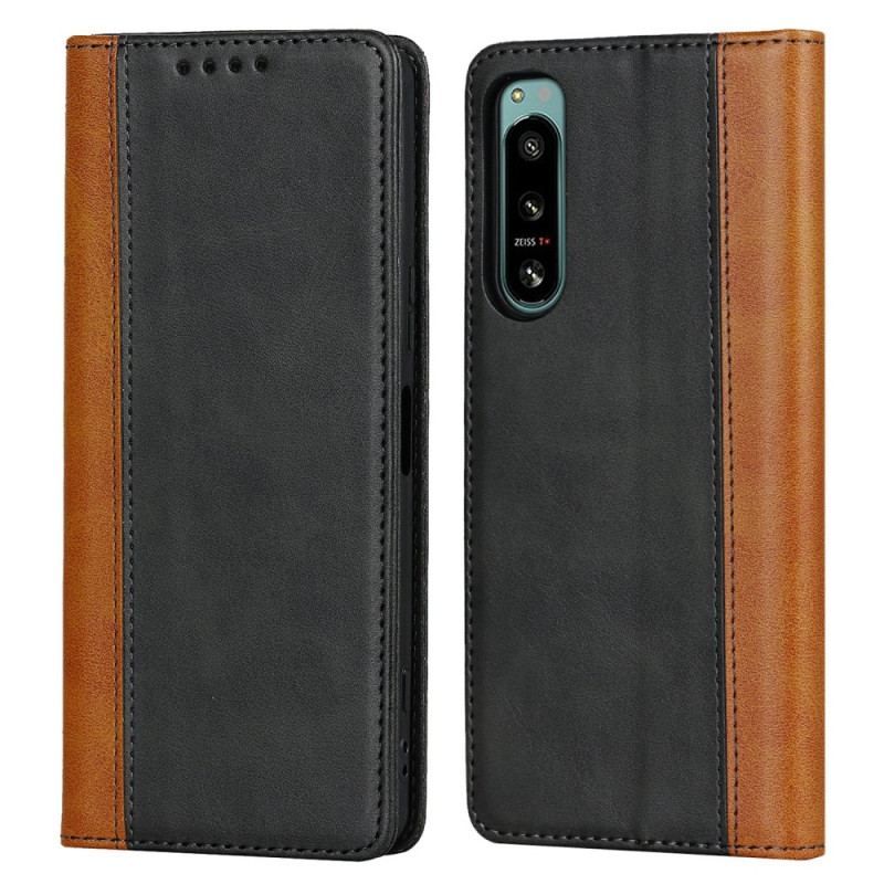 Flip Cover Sony Xperia 5 IV Bicolore Effet Cuir