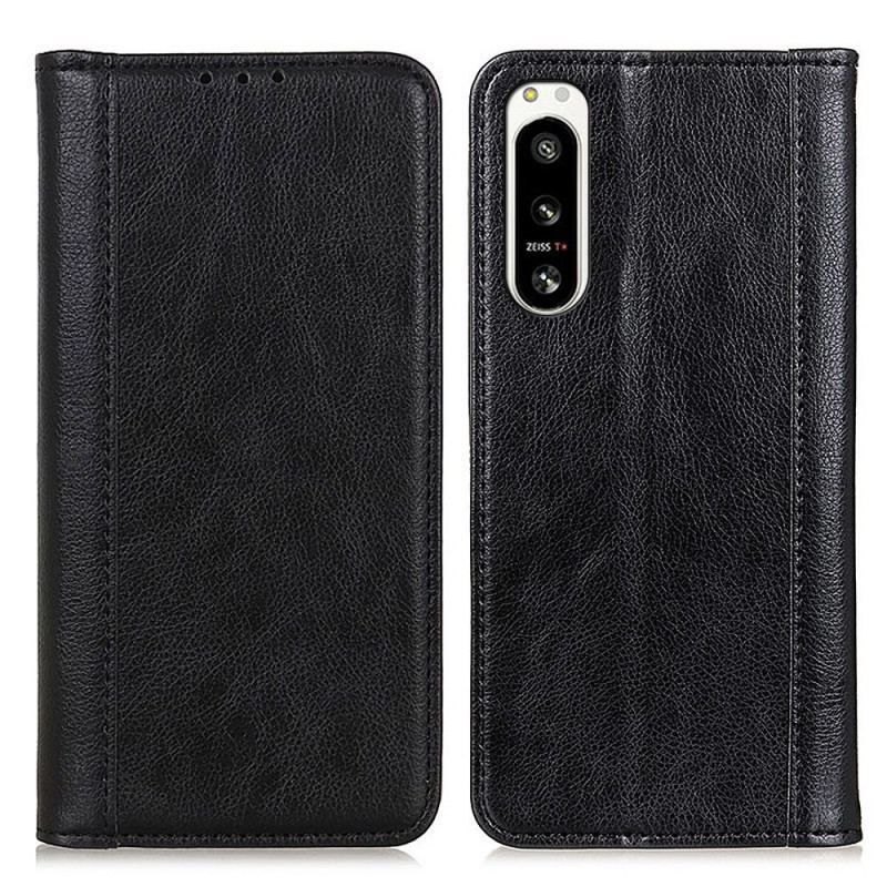 Flip Cover Sony Xperia 5 IV Cuir Fendu