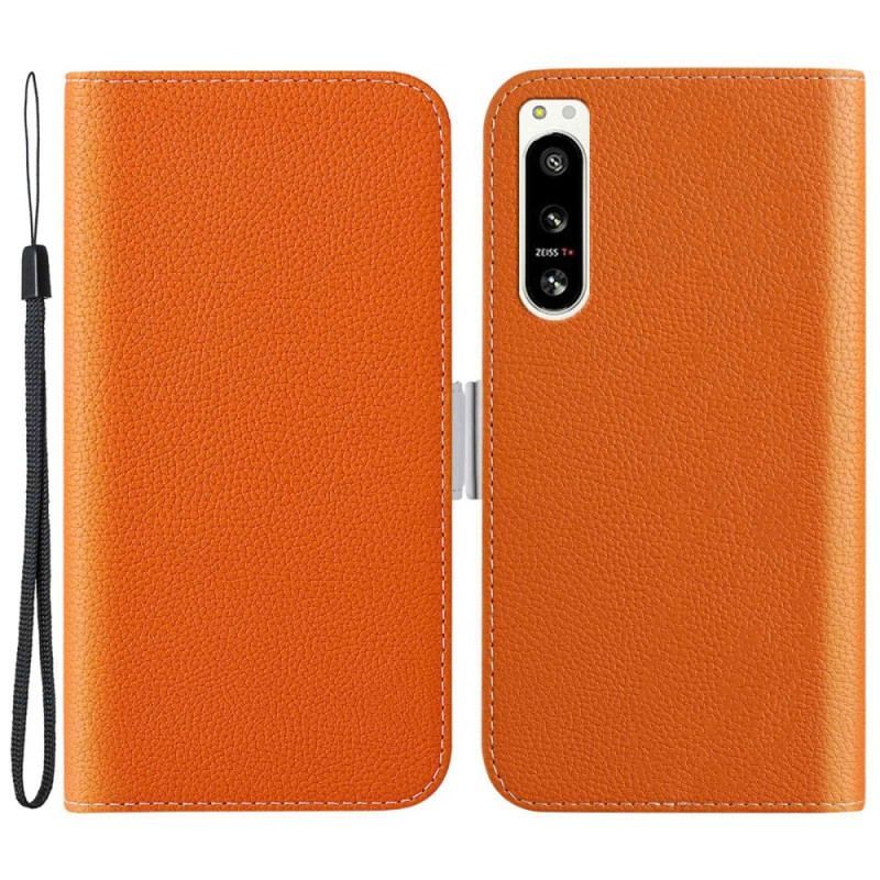 Housse Sony Xperia 5 IV Cuir Litchi Double Fermoir