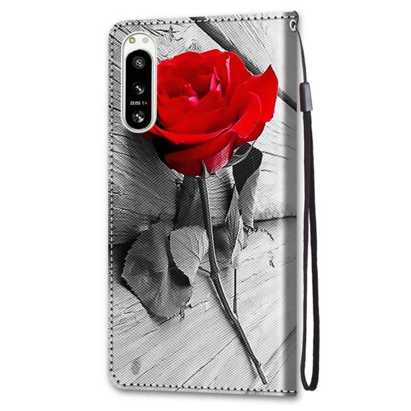 Housse Sony Xperia 5 IV Florale avec Lanière