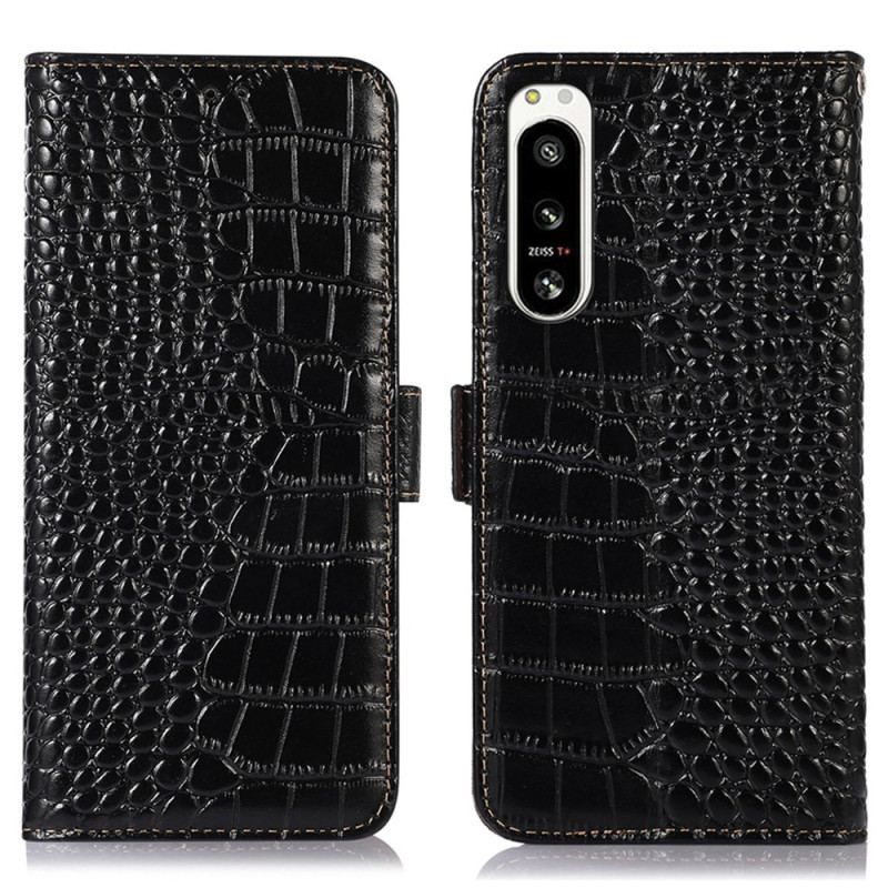 Housse Sony Xperia 5 IV Style Crocodile RFID