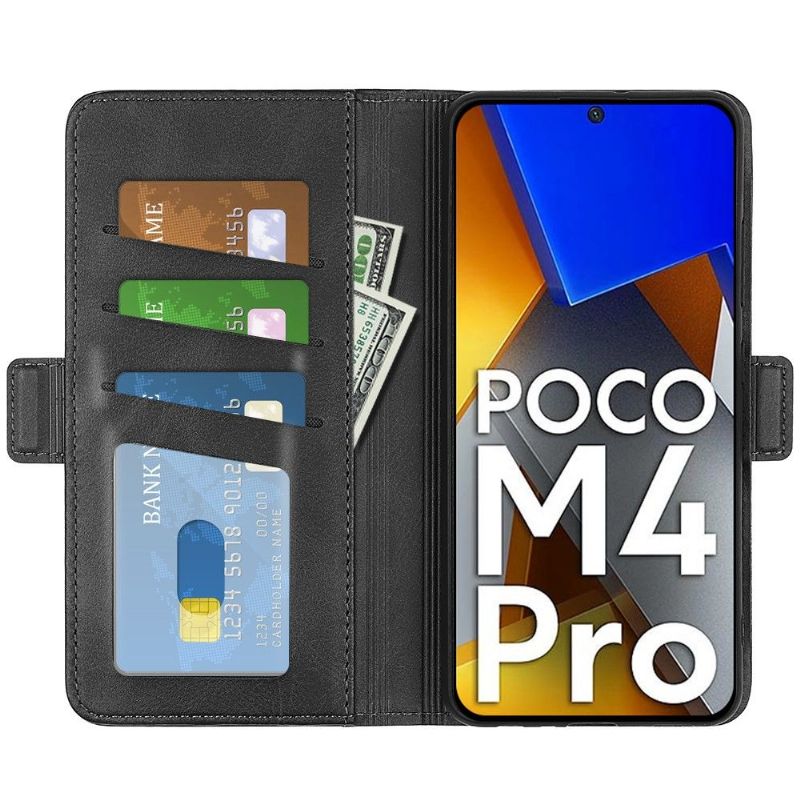 Étui Poco M4 Pro 4G portefeuille revêtement simili cuir mat