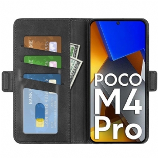 Étui Poco M4 Pro 4G portefeuille revêtement simili cuir mat