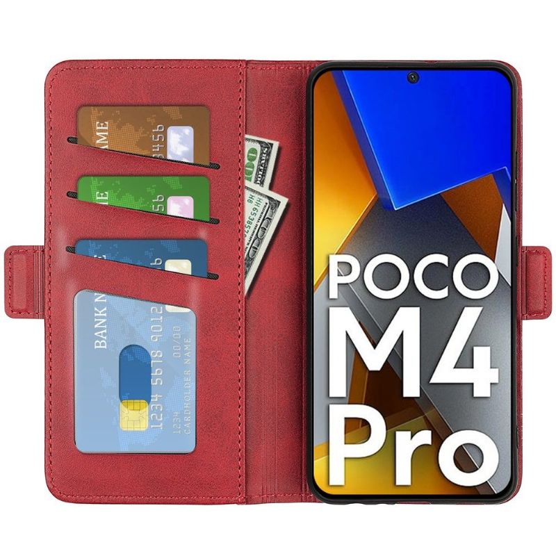 Étui Poco M4 Pro 4G portefeuille revêtement simili cuir mat