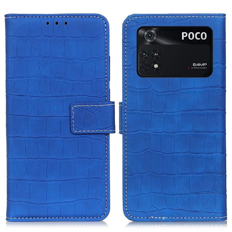 Housse Poco M4 Pro 4G Aspect Croco coutures