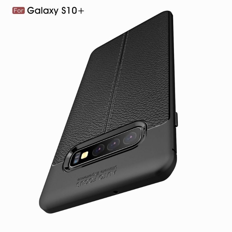 Samsung Galaxy S10 Plus - Coque gel finition simili cuir