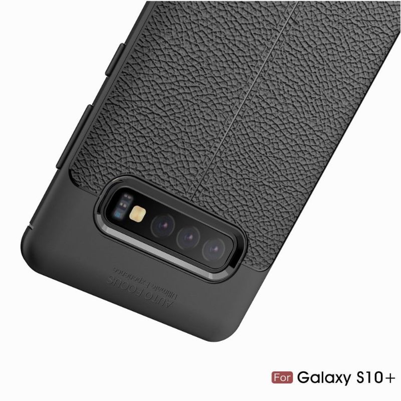 Samsung Galaxy S10 Plus - Coque gel finition simili cuir