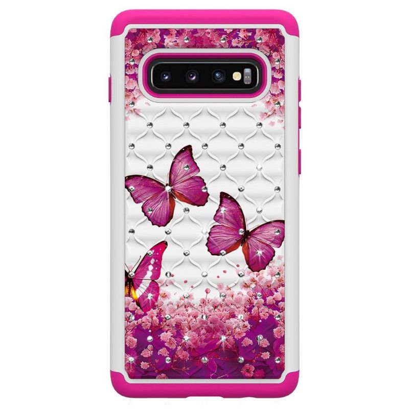 Samsung Galaxy S10 Plus - Coque Luxury papillons roses