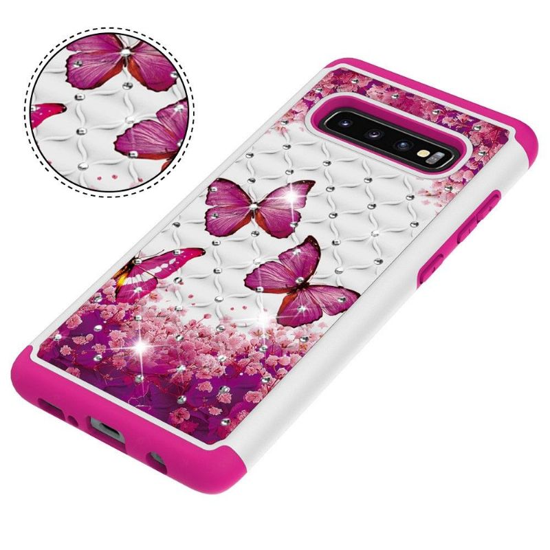 Samsung Galaxy S10 Plus - Coque Luxury papillons roses