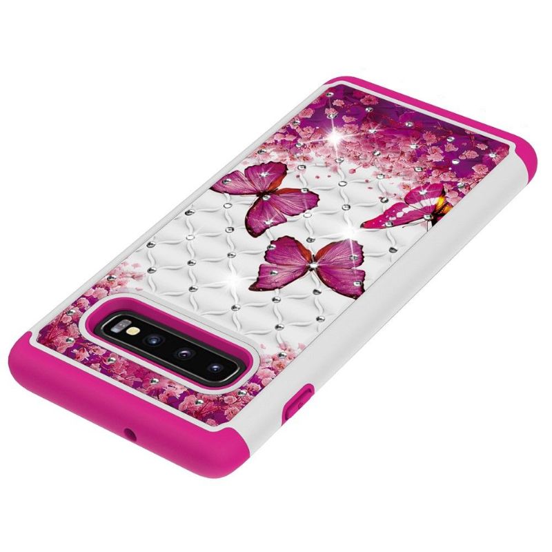 Samsung Galaxy S10 Plus - Coque Luxury papillons roses