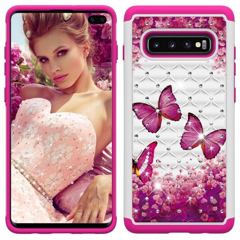 Samsung Galaxy S10 Plus - Coque Luxury papillons roses