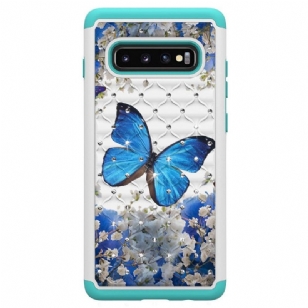 Samsung Galaxy S10 Plus - Coque papillon bleu antichoc