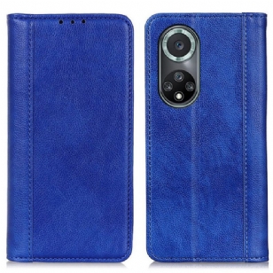 Flip Cover Honor 50 Pro / Huawei Nova 9 Pro Cuir Litchi Fendu Élégance