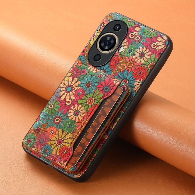 Coque Huawei Nova 12S Porte-Cartes Support Florale