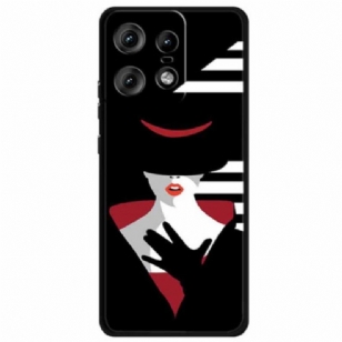 Coque Motorola Edge 50 Pro Dame au Chapeau Noir