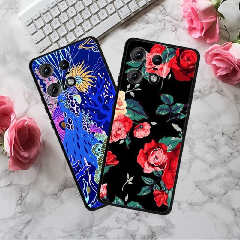 Coque Motorola Edge 50 Pro Fleurs Bleues