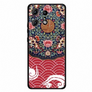 Coque Motorola Edge 50 Pro Grappe Florale et Dragon