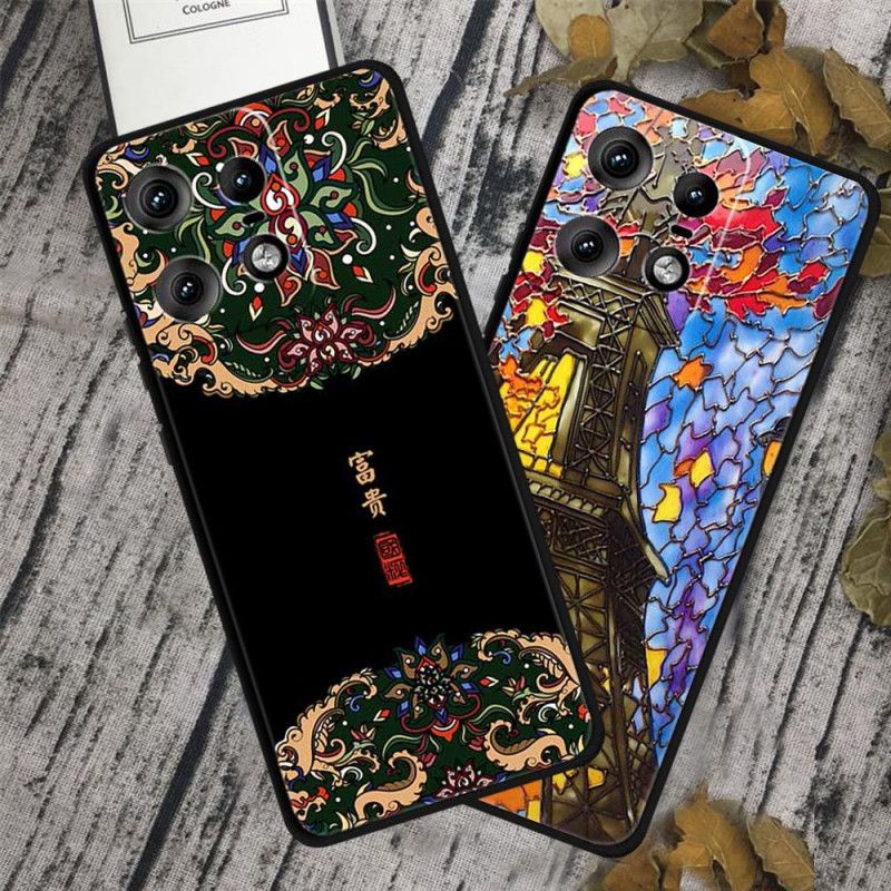 Coque Motorola Edge 50 Pro Grappe Florale et Dragon