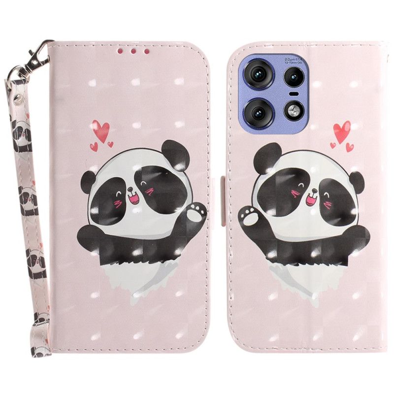 Housse Motorola Edge 50 Pro Panda Love à Lanière