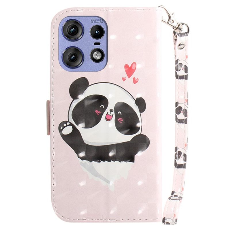 Housse Motorola Edge 50 Pro Panda Love à Lanière