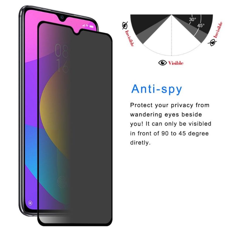 Xiaomi Mi 9 Lite - Protection d'écran verre trempé et filtre de confidentialité