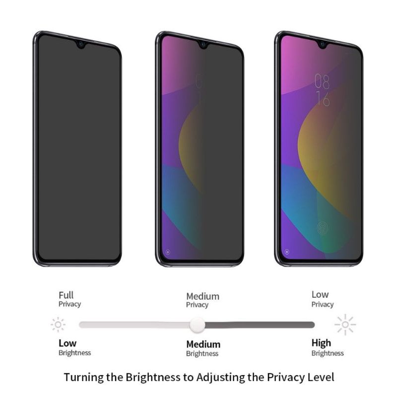 Xiaomi Mi 9 Lite - Protection d'écran verre trempé et filtre de confidentialité