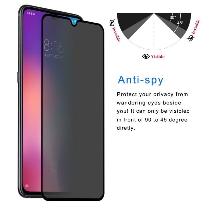 Xiaomi Mi 9 - Verre trempé et filtre de confidentialité