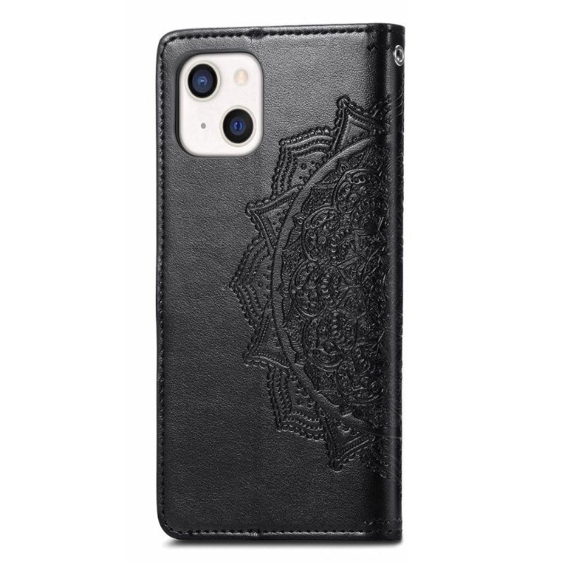 Housse iPhone 13 mini Mandala relief en simili cuir