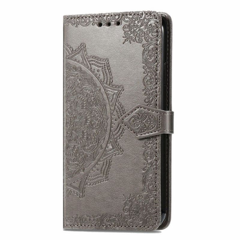 Housse iPhone 13 mini Mandala relief en simili cuir