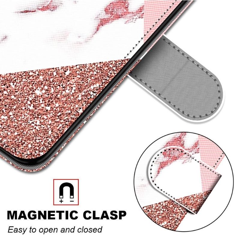 Housse iPhone 13 mini marbre paillettes