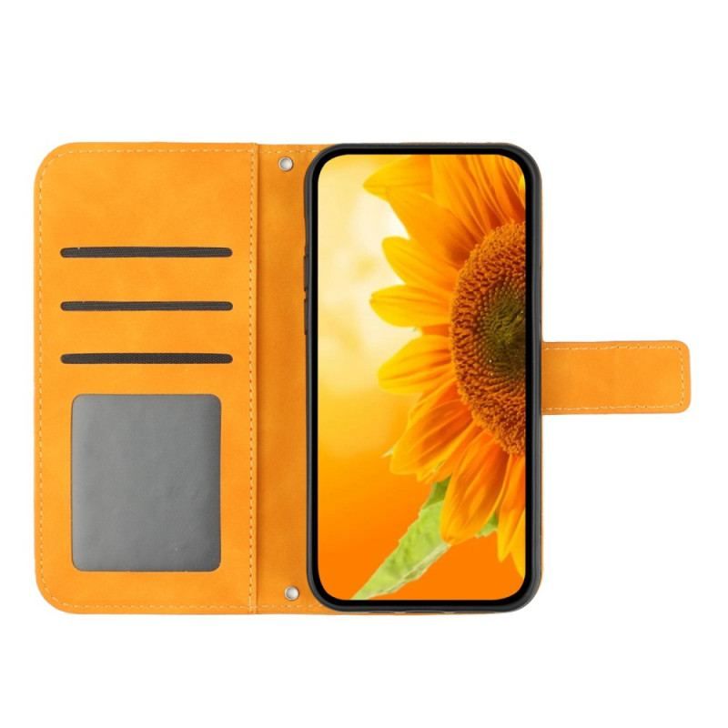 Housse Oppo Reno 8 Lite Tournesol à Lanière