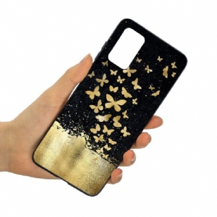 Coque Samsung Galaxy A71 papillons dorés