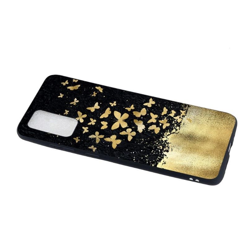 Coque Samsung Galaxy A71 papillons dorés